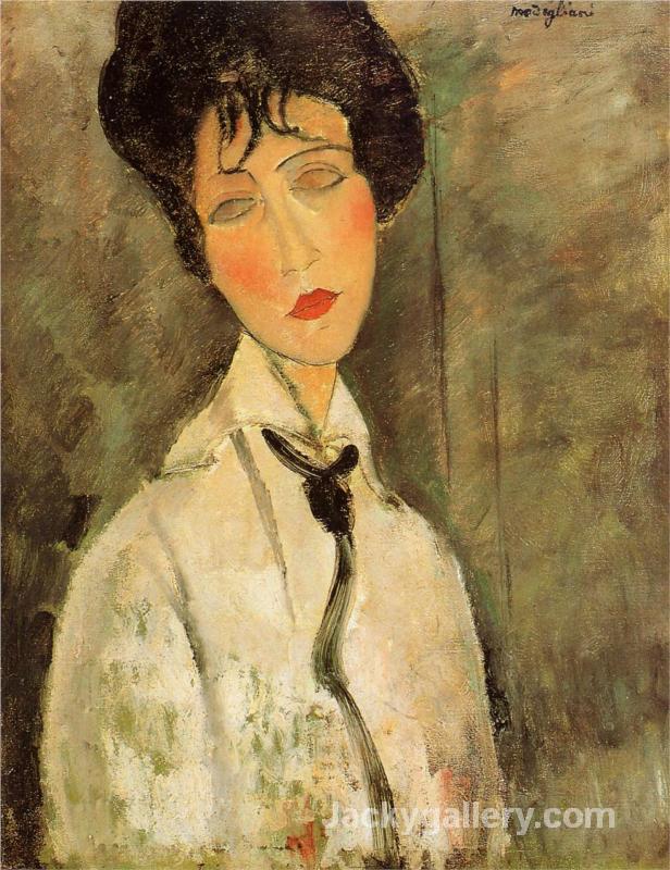 Portrait of a Woman in a Black Tie by Amedeo Modigliani paintings reproduction